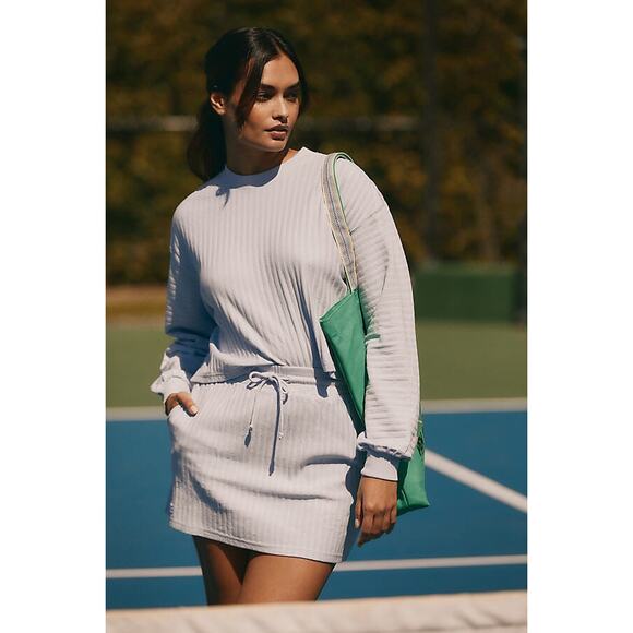 L*Space White Half Court Crewneck Long Sleeve Crop Pullover Top Size Small - Picture 1 of 11